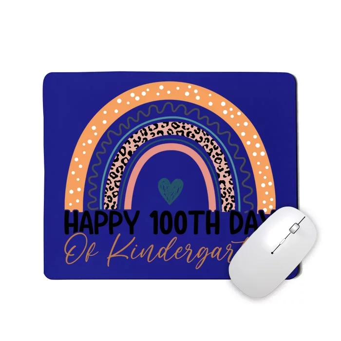 100th Day Of Kindergarten 100 Days Leopard Rainbow Teacher Gift Mousepad