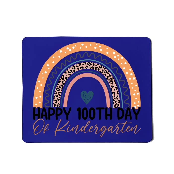 100th Day Of Kindergarten 100 Days Leopard Rainbow Teacher Gift Mousepad