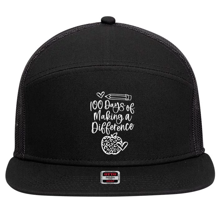 100 Days Of Making A Difference 100 Days Of School 7 Panel Mesh Trucker Snapback Hat