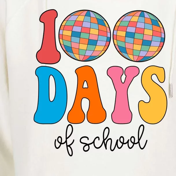 100 Days Of School Disco Celebration Womens Funnel Neck Pullover Hood