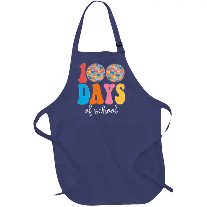 100 Days Of School Disco Celebration Full-Length Apron With Pocket