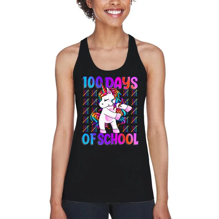 100 Days Of School Unicorn 100 Days Smarter 100th Day Women's Racerback Tank