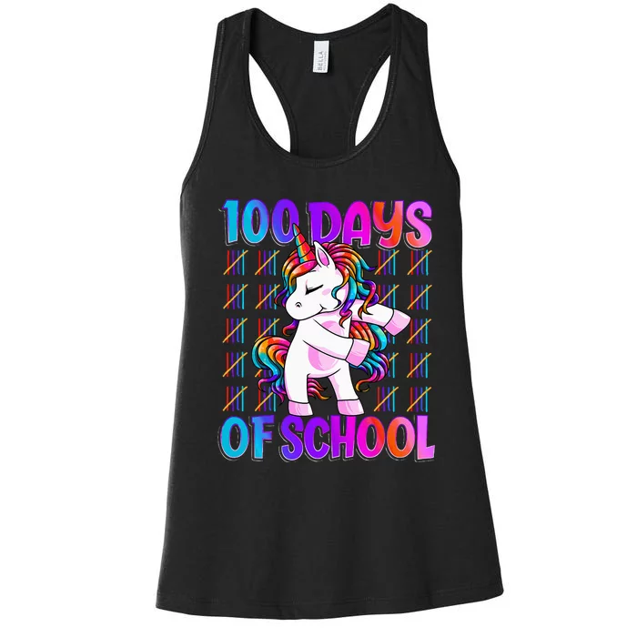 100 Days Of School Unicorn 100 Days Smarter 100th Day Women's Racerback Tank