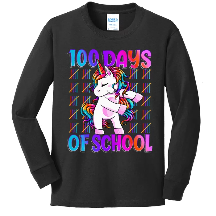 100 Days Of School Unicorn 100 Days Smarter 100th Day Kids Long Sleeve Shirt