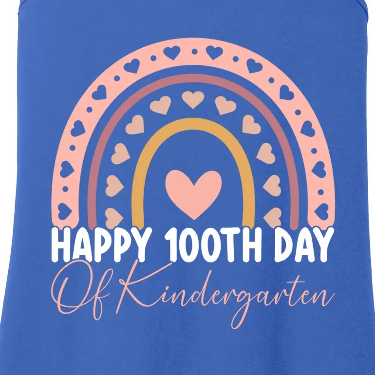 100th Day Of Kindergarten 100 Days School Teacher Rainbow Gift Ladies Essential Tank