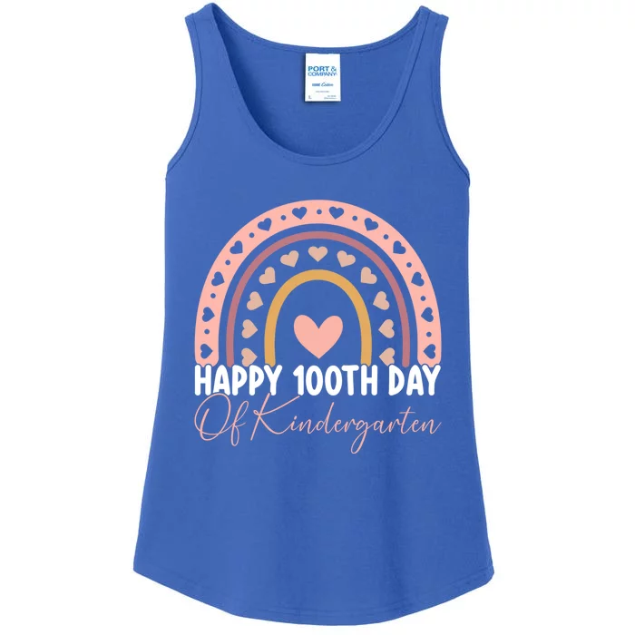 100th Day Of Kindergarten 100 Days School Teacher Rainbow Gift Ladies Essential Tank