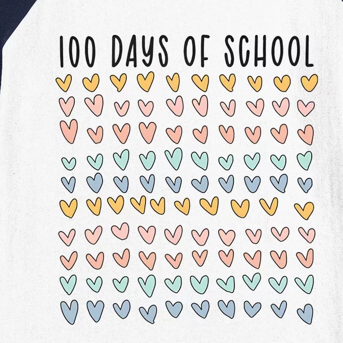 100 Days Of School 100 Days Of Hearts Baseball Sleeve Shirt