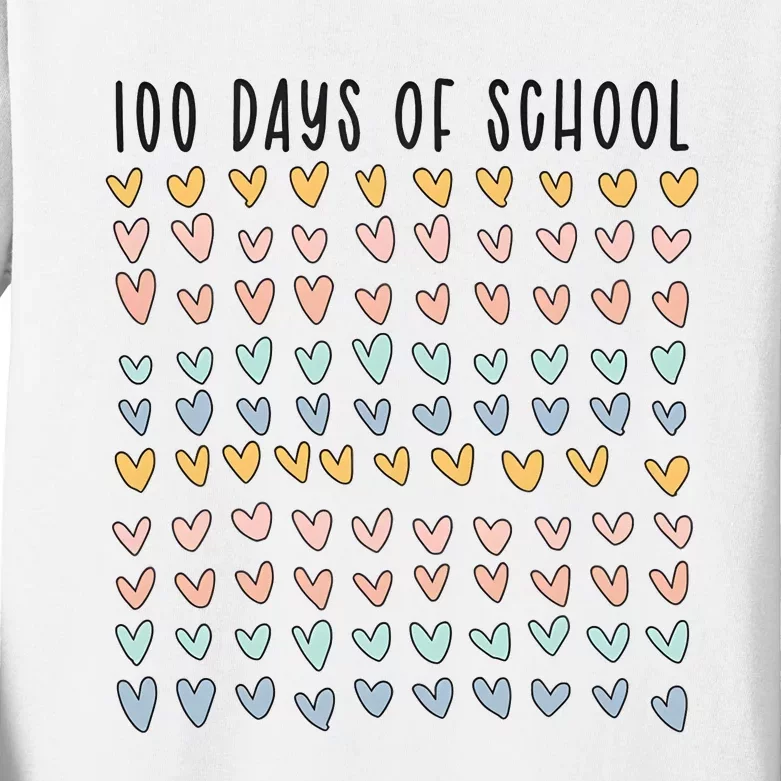 100 Days Of School 100 Days Of Hearts Kids Long Sleeve Shirt