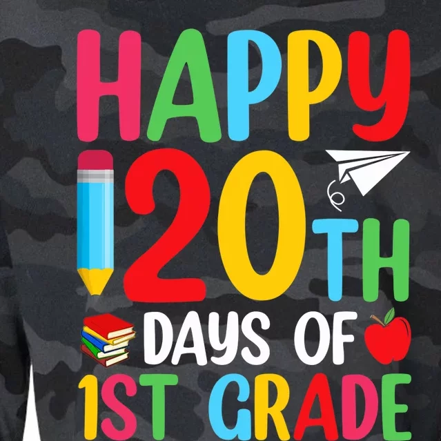 120th Day Of School Teachers Happy 120 Days Of 1st Grade Cropped Pullover Crew