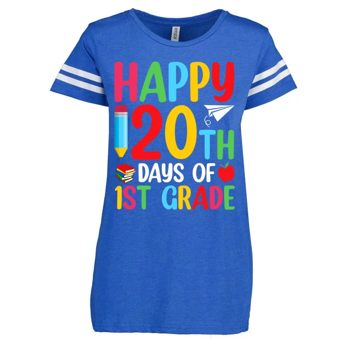 120th Day Of School Teachers Happy 120 Days Of 1st Grade Enza Ladies Jersey Football T-Shirt