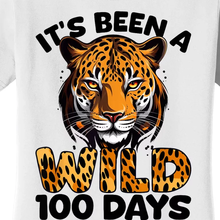 100th Day Of School Wild 100 Days Leopard Cheetah Tiger Lion Women's T-Shirt