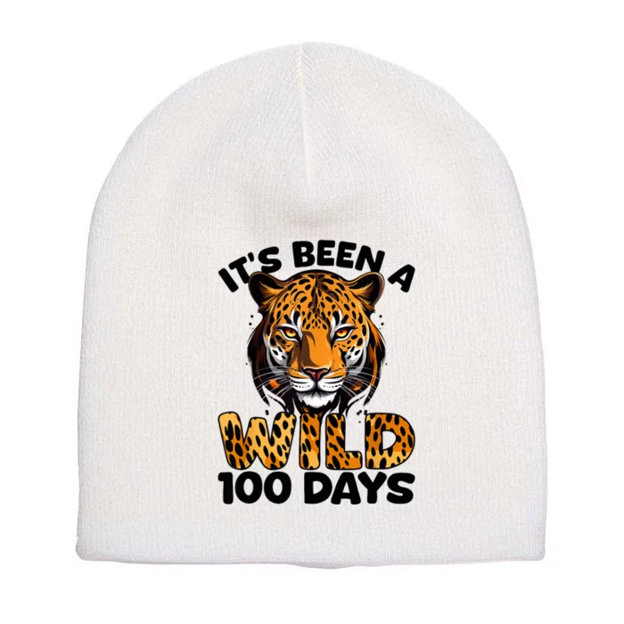 100th Day Of School Wild 100 Days Leopard Cheetah Tiger Lion Short Acrylic Beanie