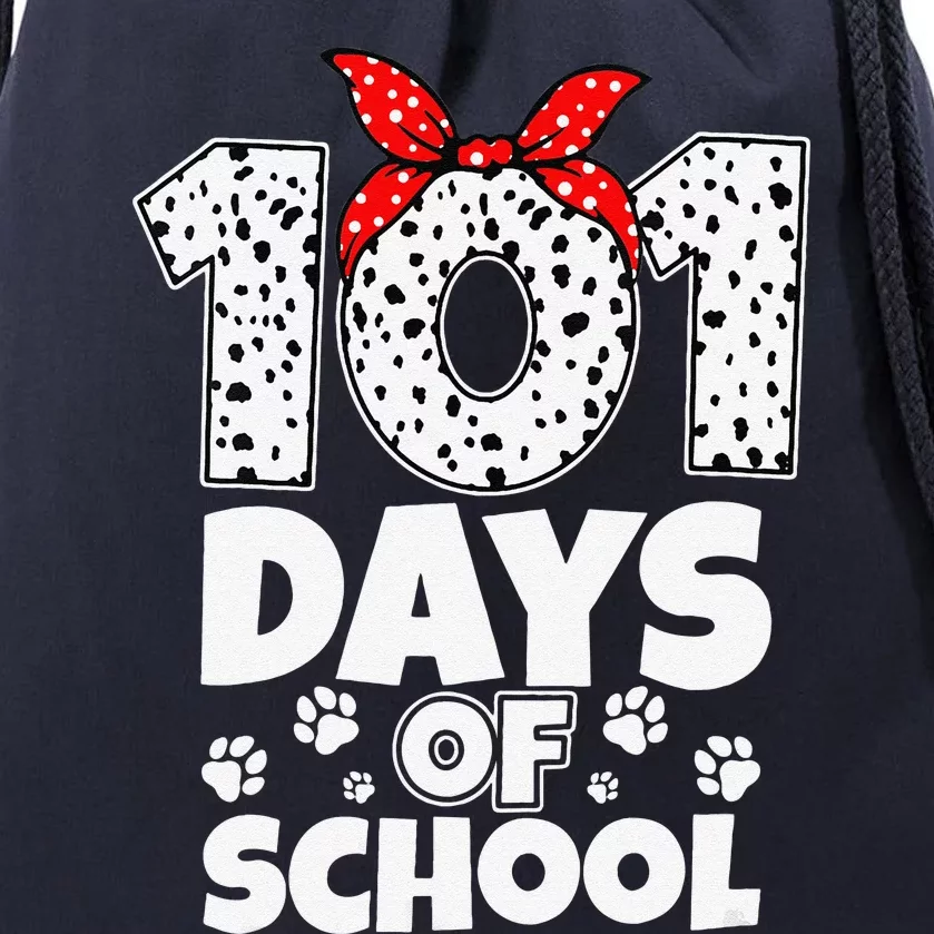 100 Days Of School Dalmatian Dog Girl 100 Days Smarter Drawstring Bag