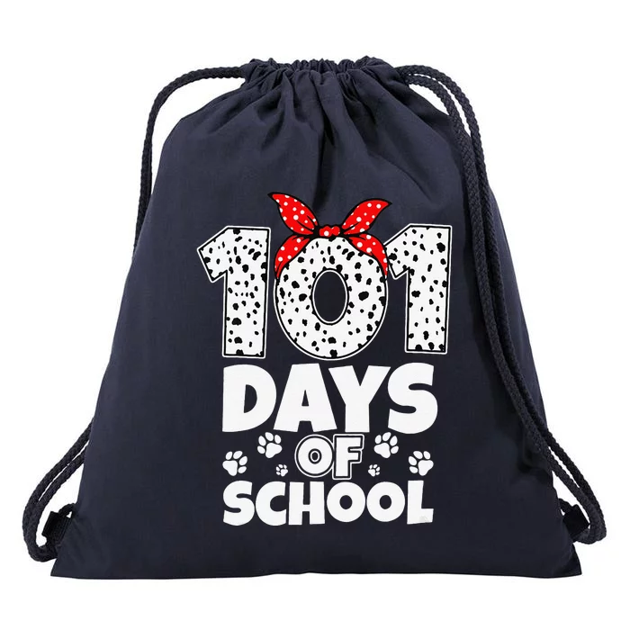 100 Days Of School Dalmatian Dog Girl 100 Days Smarter Drawstring Bag