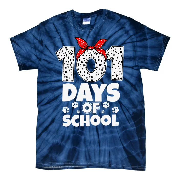 100 Days Of School Dalmatian Dog Girl 100 Days Smarter Tie-Dye T-Shirt