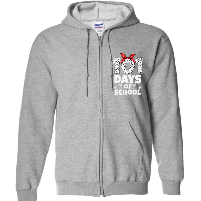 100 Days Of School Dalmatian Dog Girl 100 Days Smarter Full Zip Hoodie