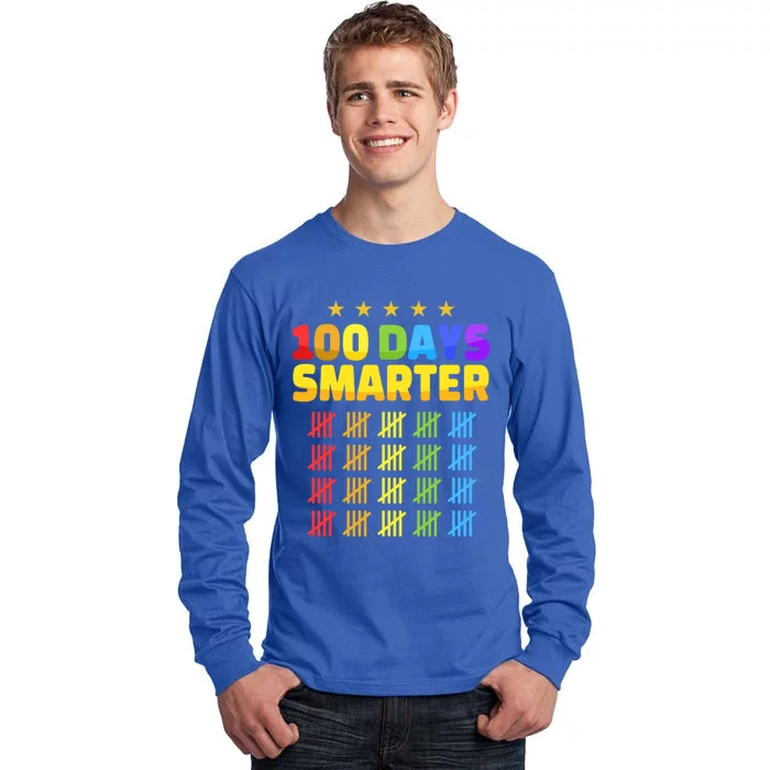 100 Days Of School Smarter For 100th Day Student Teacher Cool Gift Tall Long Sleeve T-Shirt