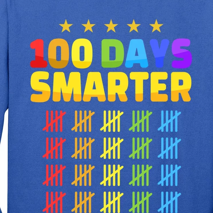 100 Days Of School Smarter For 100th Day Student Teacher Cool Gift Tall Long Sleeve T-Shirt