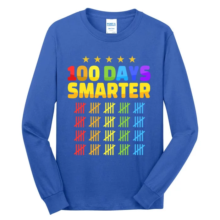 100 Days Of School Smarter For 100th Day Student Teacher Cool Gift Tall Long Sleeve T-Shirt