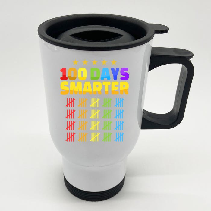 100 Days Of School Smarter For 100th Day Student Teacher Cool Gift Front & Back Stainless Steel Travel Mug