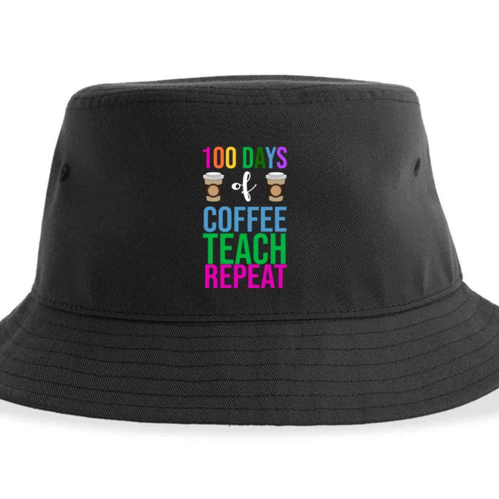 100 Days Of School Coffee Teach Repeat Sustainable Bucket Hat