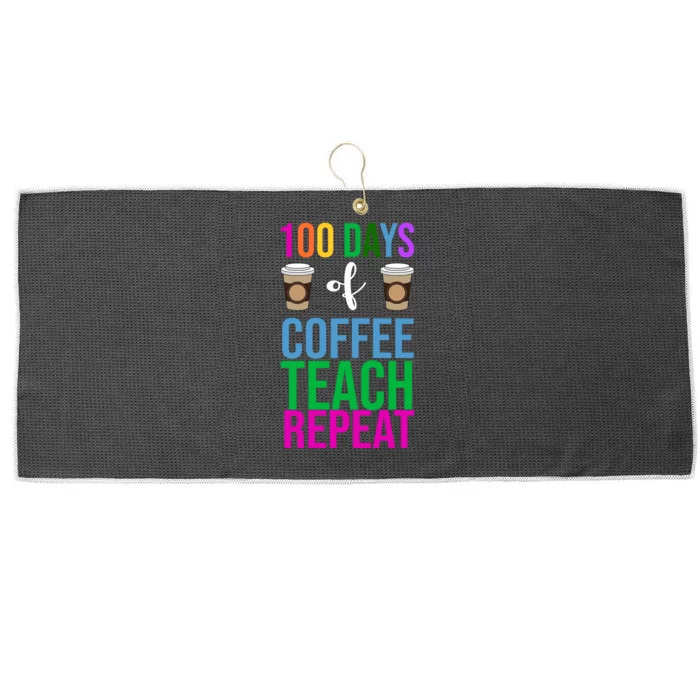 100 Days Of School Coffee Teach Repeat Large Microfiber Waffle Golf Towel