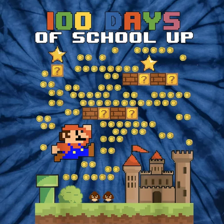 100 Days Of School MariöSüper Gamer Video Game Boys Girls Tie-Dye T-Shirt