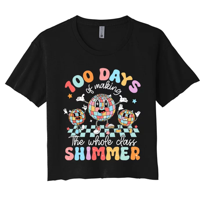 100 Days Of Making Whole Class Shimmer 100th Day Of School Women's Crop Top Tee