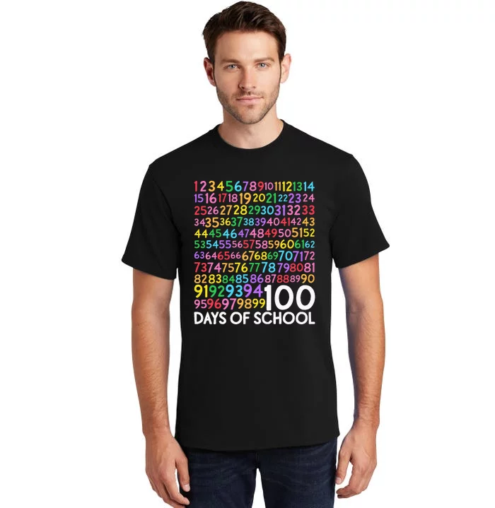 100th Day Of School Teacher 100 Days Math Numbers Tall T-Shirt