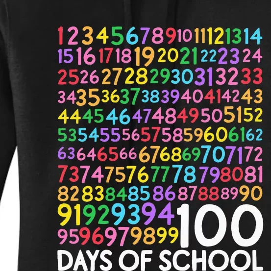 100th Day Of School Teacher 100 Days Math Numbers Women's Pullover Hoodie