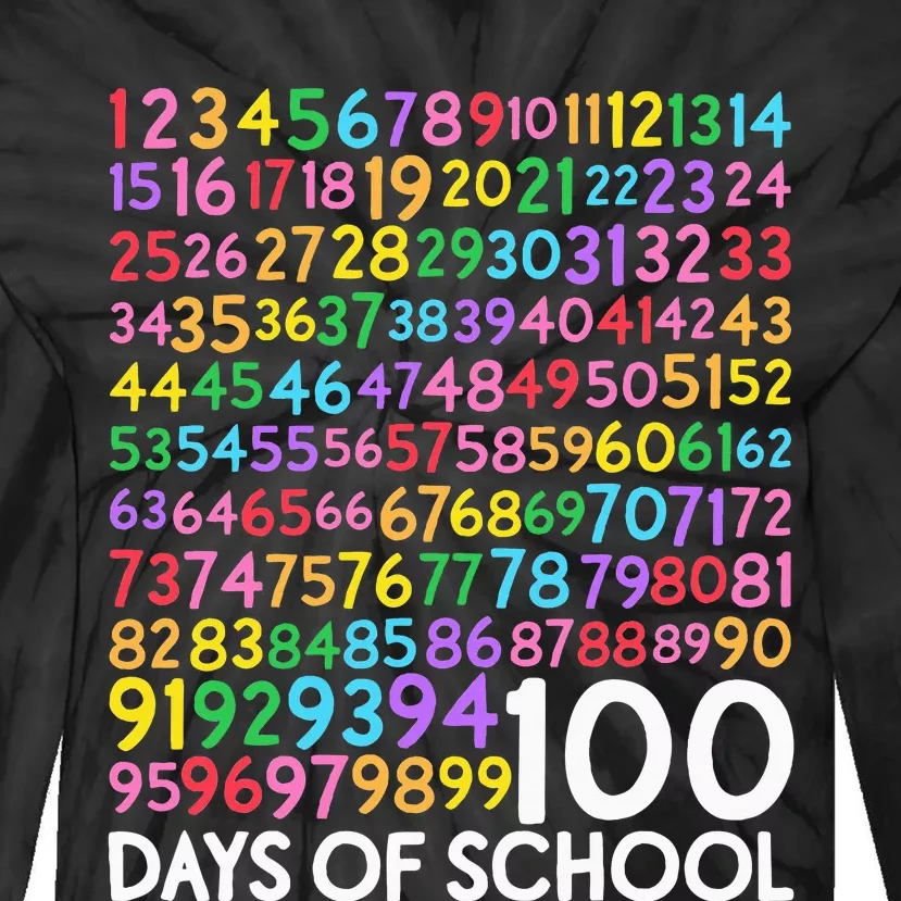 100th Day Of School Teacher 100 Days Math Numbers Tie-Dye Long Sleeve Shirt