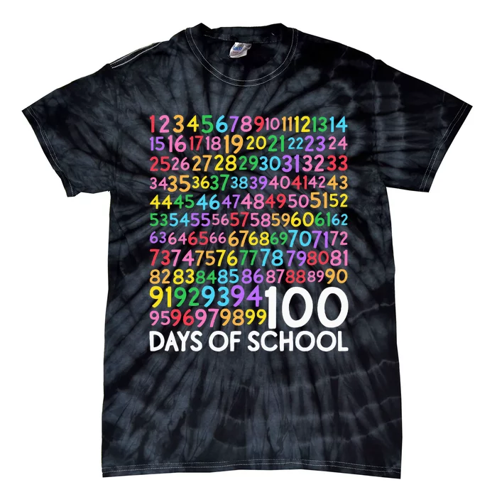 100th Day Of School Teacher 100 Days Math Numbers Tie-Dye T-Shirt