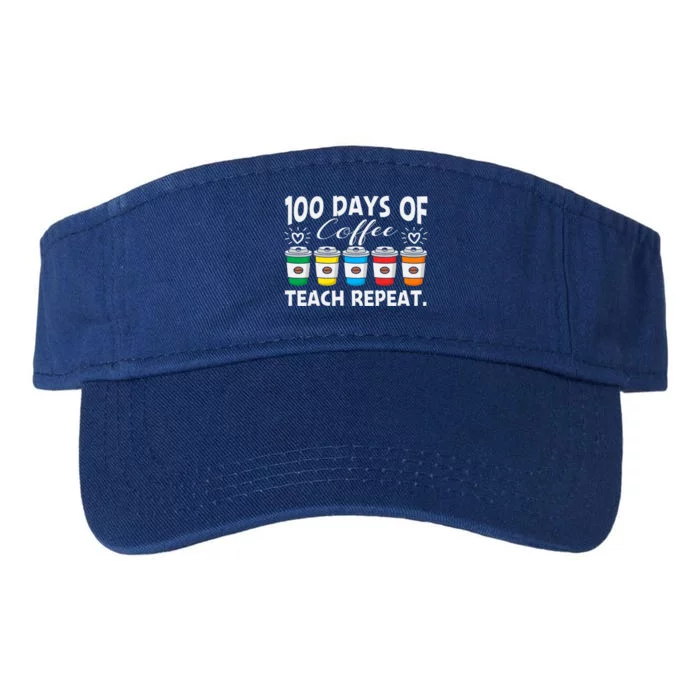 100 Days Of Coffee Teach Repeat Gift Valucap Bio-Washed Visor