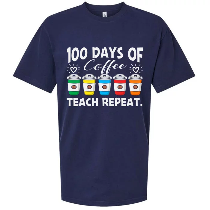 100 Days Of Coffee Teach Repeat Gift Sueded Cloud Jersey T-Shirt