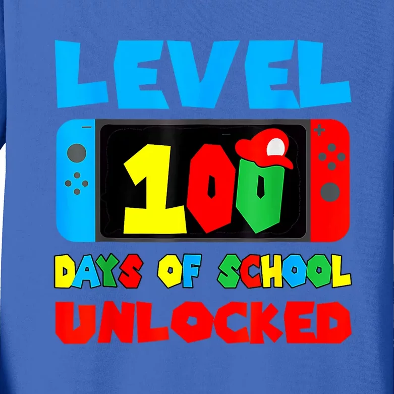 100 Days Of School Boy 100th Day Of School Level Unlocked Kids Long Sleeve Shirt