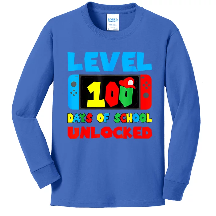 100 Days Of School Boy 100th Day Of School Level Unlocked Kids Long Sleeve Shirt