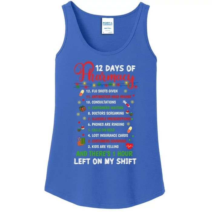 12 Days Of Pharmacy Funny Christmas Pharmacist Tech Xmas Gift Ladies Essential Tank