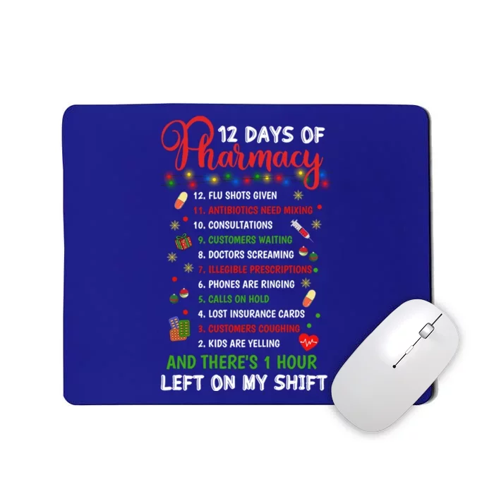 12 Days Of Pharmacy Funny Christmas Pharmacist Tech Xmas Gift Mousepad