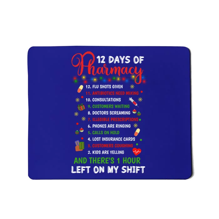 12 Days Of Pharmacy Funny Christmas Pharmacist Tech Xmas Gift Mousepad