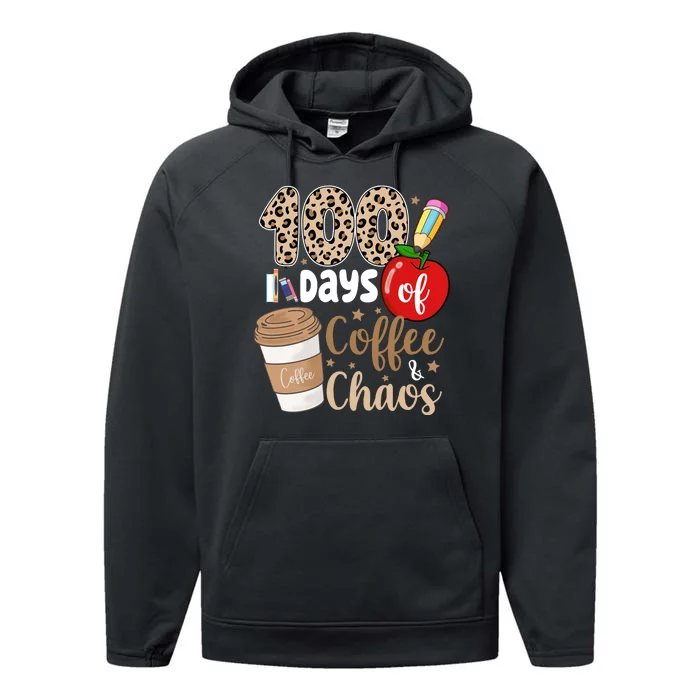 100 Days Of Coffee And Chaos Teacher Performance Fleece Hoodie