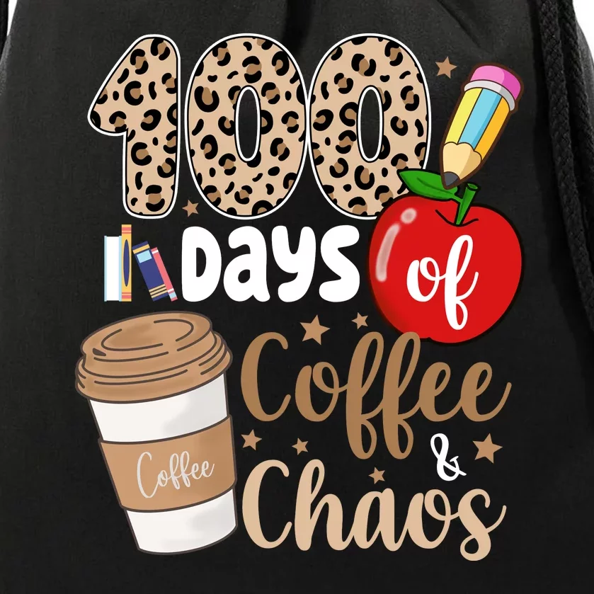 100 Days Of Coffee And Chaos Teacher Drawstring Bag