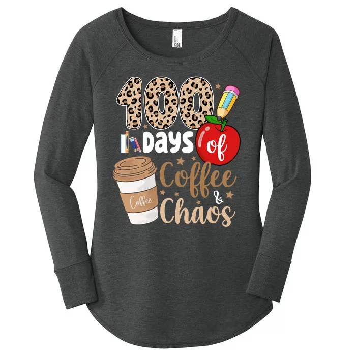 100 Days Of Coffee And Chaos Teacher Women's Perfect Tri Tunic Long Sleeve Shirt