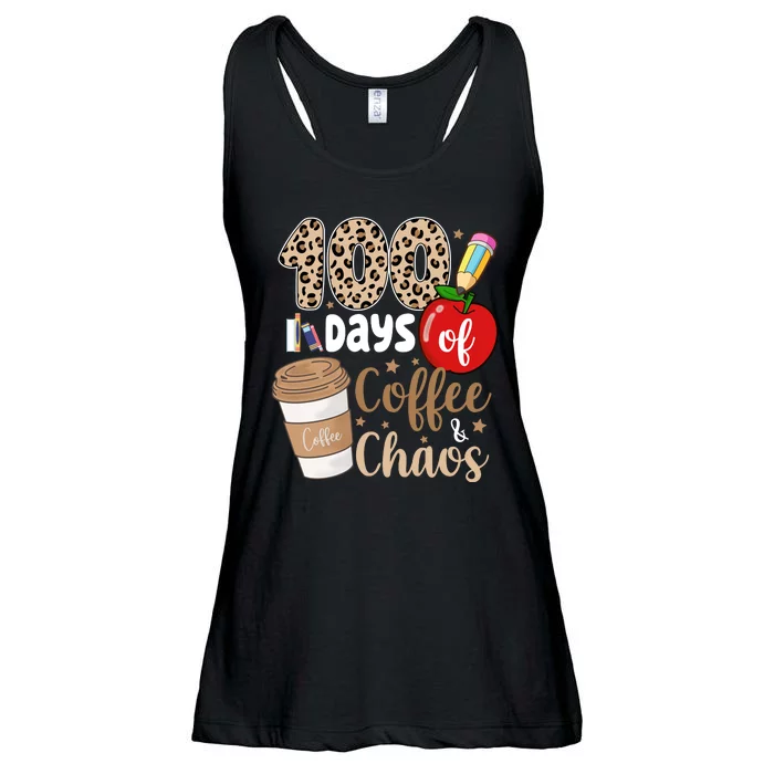 100 Days Of Coffee And Chaos Teacher Ladies Essential Flowy Tank