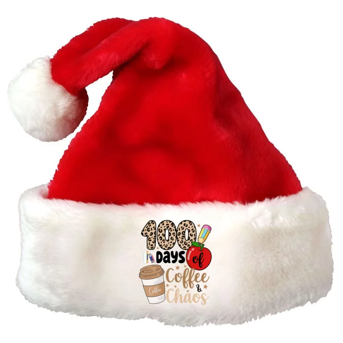 100 Days Of Coffee And Chaos Teacher Premium Christmas Santa Hat