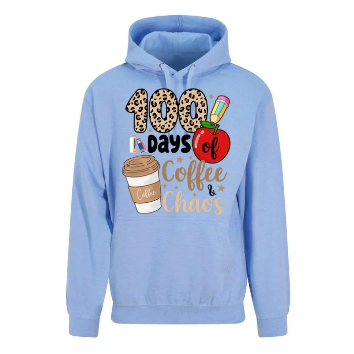 100 Days Of Coffee And Chaos Teacher Unisex Surf Hoodie