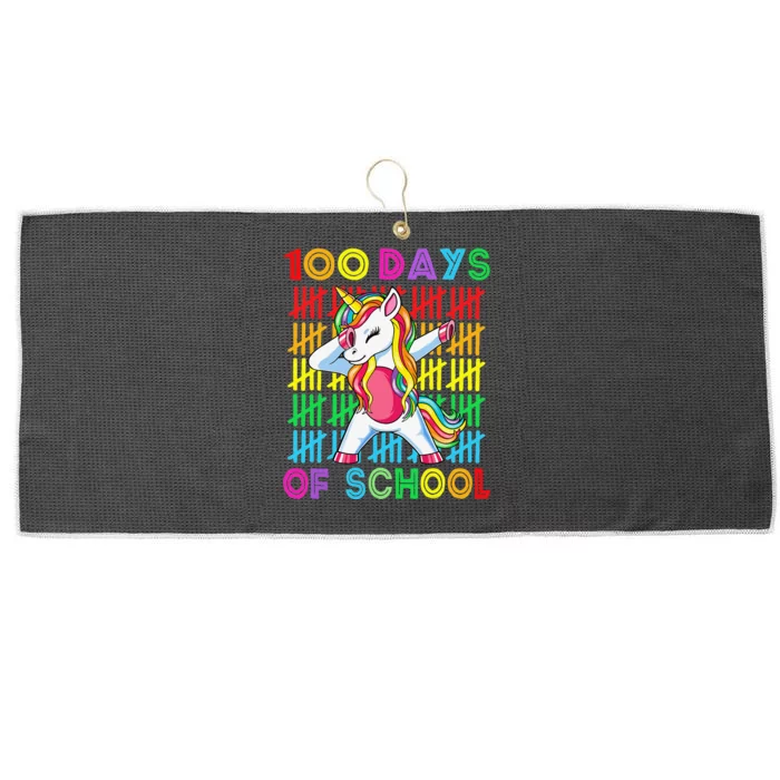 100 Days Of School Unicorn 100 Days Smarter 100th Day Large Microfiber Waffle Golf Towel