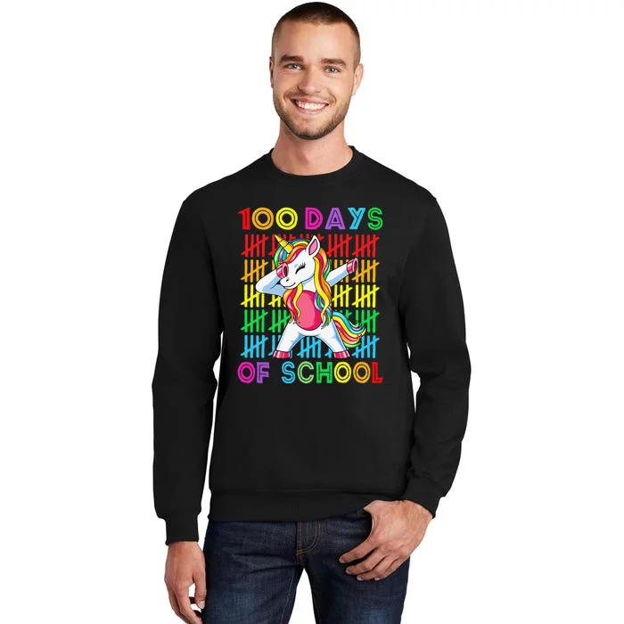 100 Days Of School Unicorn 100 Days Smarter 100th Day Tall Sweatshirt