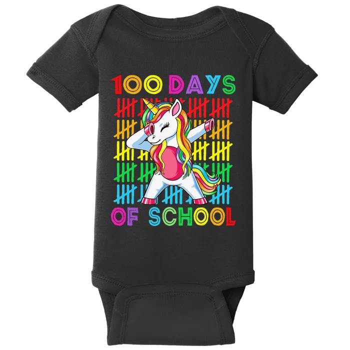 100 Days Of School Unicorn 100 Days Smarter 100th Day Baby Bodysuit