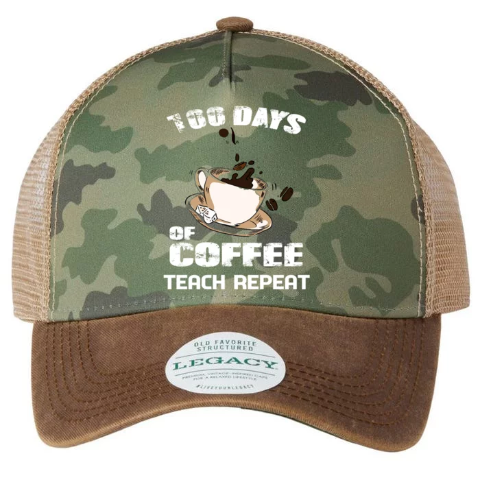 100 Days Of Coffee Teach Repeat Gift Great For Gift Legacy Tie Dye Trucker Hat