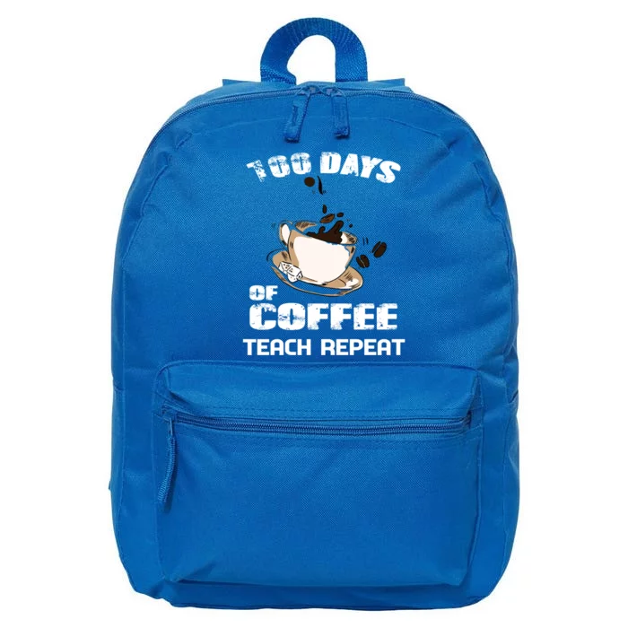 100 Days Of Coffee Teach Repeat Gift Great For Gift 16 in Basic Backpack